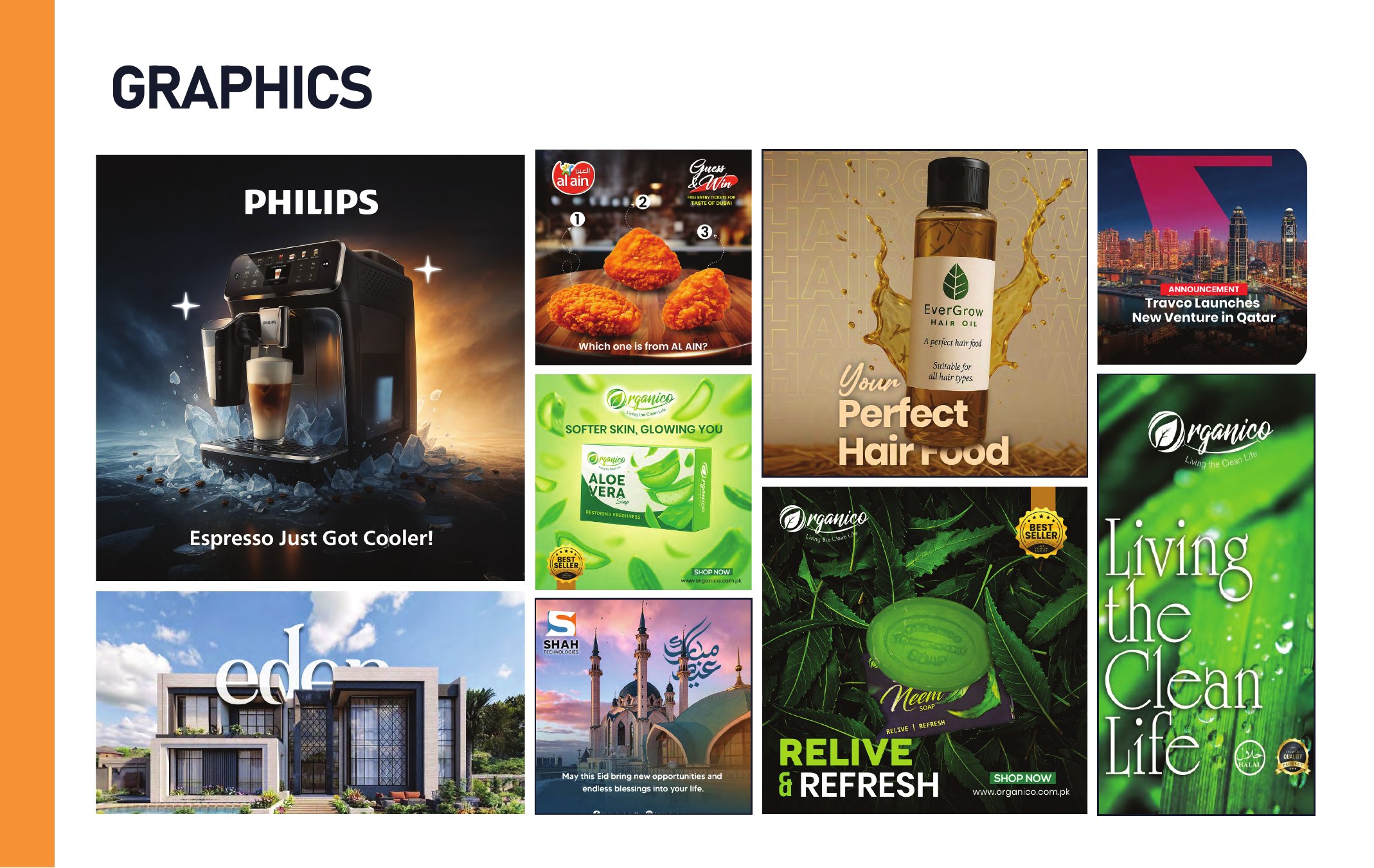 Campaign and graphic design portfolio page three