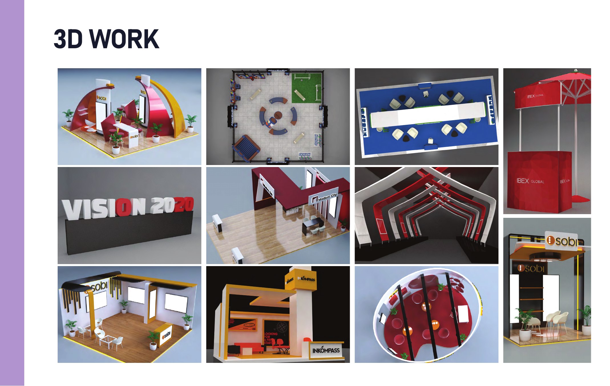 3D exhibition design portfolio page one